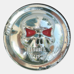 CHROME SKULL RUNDER AUFKLEBER
