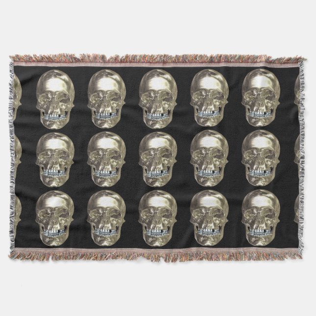 Chrome Skull Throw Blanket Decke (Vorderseite)