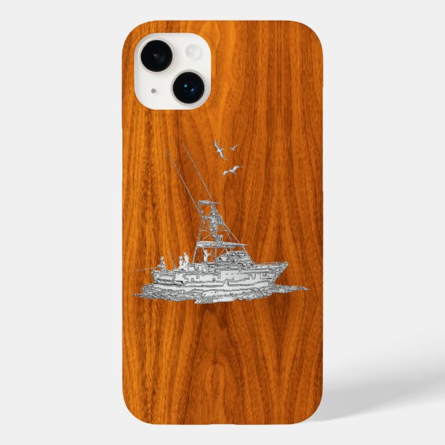 Chrome Sports Fishing auf Teak Wood Case-Mate iPhone Hülle (Rückseite)