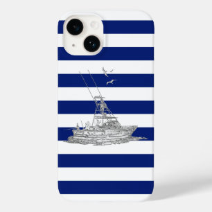 Chrome Sports Fishing Printing auf Navy Stripes Case-Mate iPhone 14 Hülle