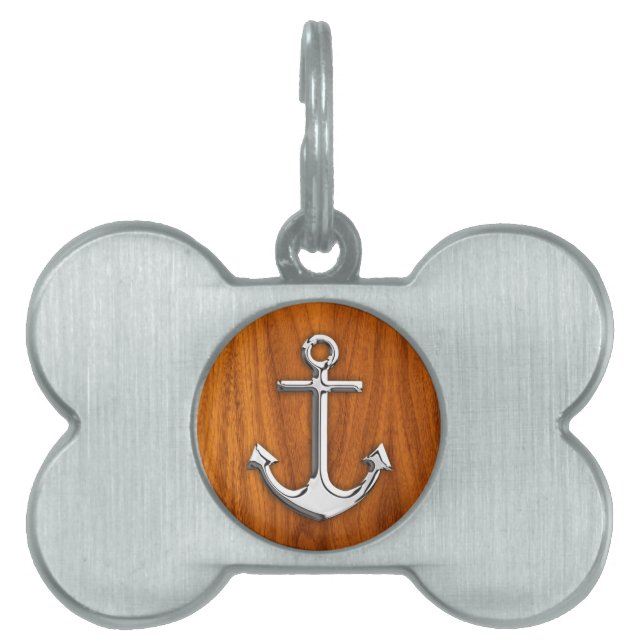 Chrome Style Anchor auf Teak Veneer Tiermarke (Vorderseite)