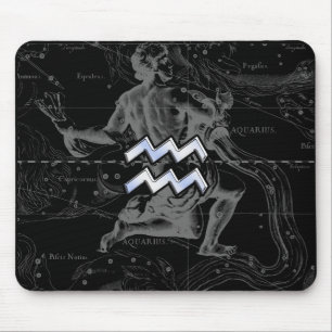 Chrome Style Aquarius Zodiac Symbol auf Hevelius Mousepad
