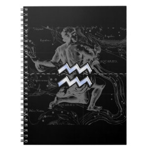 Chrome Style Aquarius Zodiac Symbol auf Hevelius Notizblock