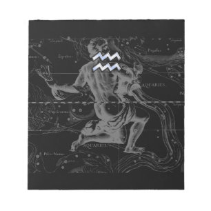 Chrome Style Aquarius Zodiac Symbol on Hevelius Notizblock