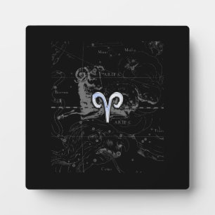 Chrome Style Aries Zodiac Sign auf Hevelius Fotoplatte