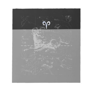 Chrome Style Aries Zodiac Sign auf Hevelius Notizblock