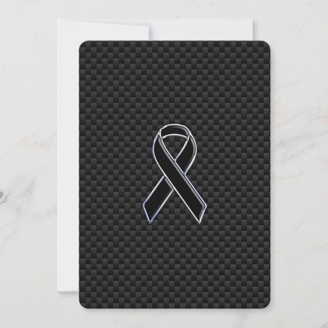 Chrome Style Black Ribbon Awareness Carbon Fibre (Vorderseite)