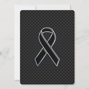 Chrome Style Black Ribbon Awareness Carbon Fibre