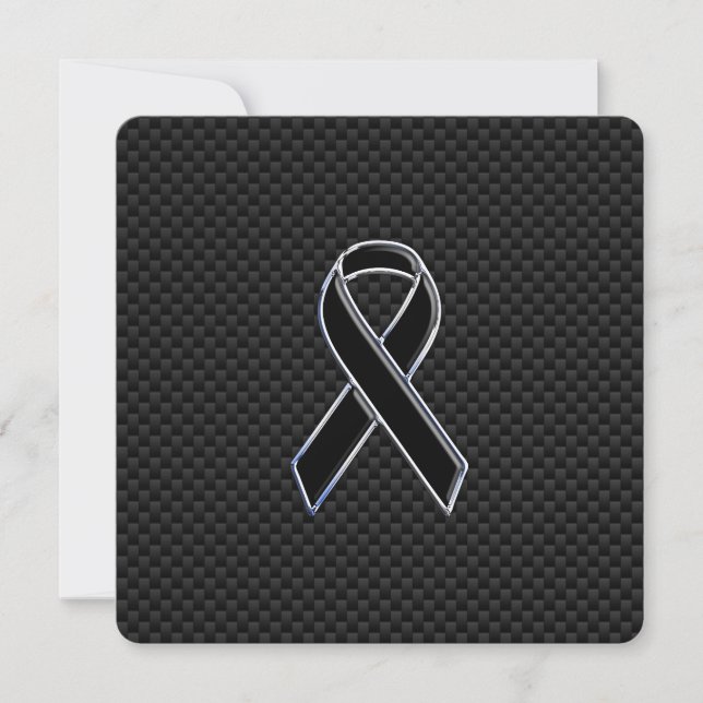 Chrome Style Black Ribbon Awareness Carbon Fibre (Vorderseite)