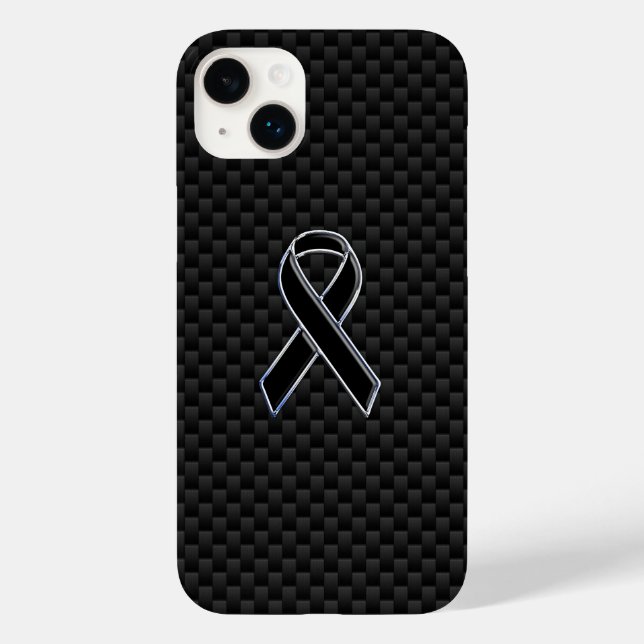 Chrome Style Black Ribbon Awareness Carbon Fibre Case-Mate iPhone Hülle (Rückseite)