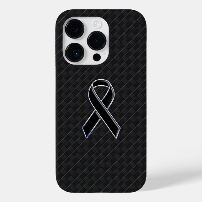 Chrome Style Black Ribbon Awareness Case-Mate iPhone Hülle (Rückseite)