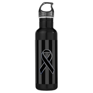 Chrome Style Black Ribbon Awareness Edelstahlflasche
