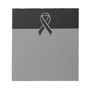 Chrome Style Black Ribbon Awareness on Black Notizblock