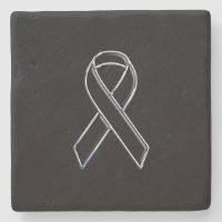 Chrome Style Black Ribbon Awareness on Black