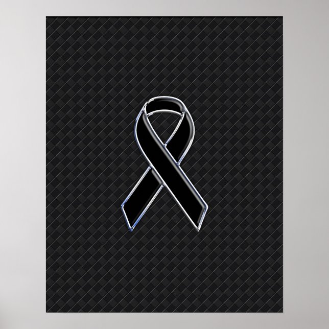 Chrome Style Black Ribbon Awareness Poster (Vorne)
