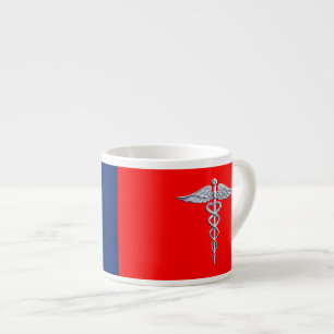Chrome Style Caduceus Medical Symbol League Espressotasse