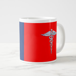 Chrome Style Caduceus Medical Symbol League Jumbo-Tasse
