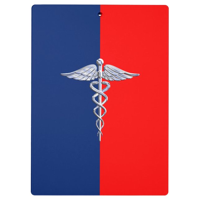 Chrome Style Caduceus Medical Symbol League Klemmbrett (Rückseite)