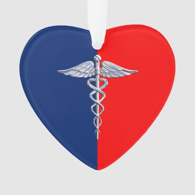 Chrome Style Caduceus Medical Symbol League Ornament (Vorderseite)