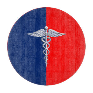 Chrome Style Caduceus Medical Symbol League Schneidebrett