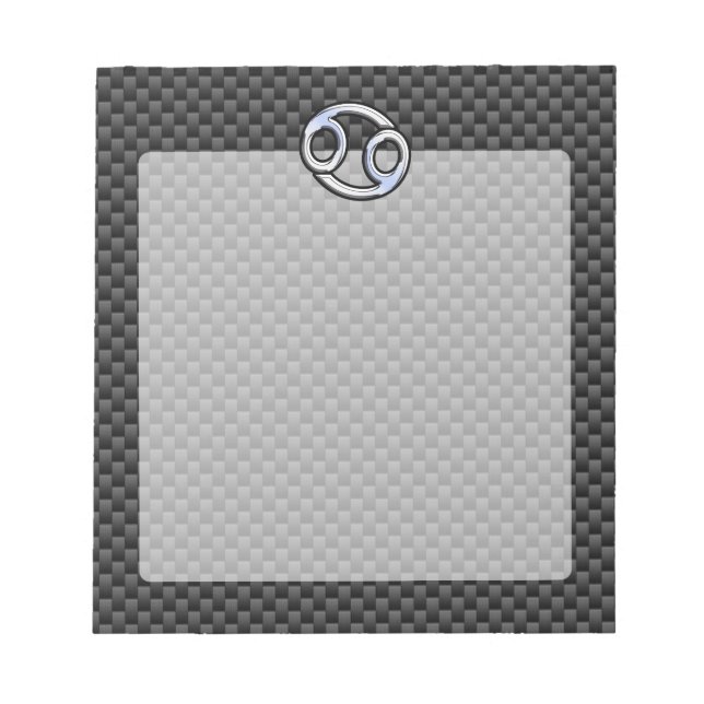 Chrome Style Cancer Zodiac Sign Carbon Fibre Print Notizblock (Vorderseite)