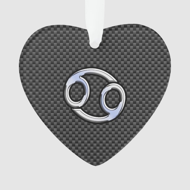 Chrome Style Cancer Zodiac Sign Carbon Fibre Print Ornament (Vorderseite)