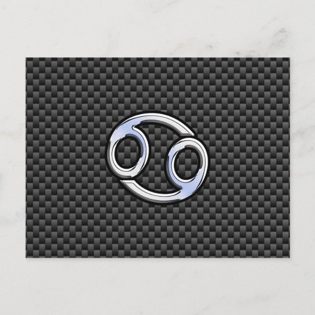 Chrome Style Cancer Zodiac Sign Carbon Fibre Print Postkarte (Vorderseite)