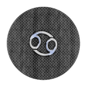Chrome Style Cancer Zodiac Sign Carbon Fibre Print Schneidebrett
