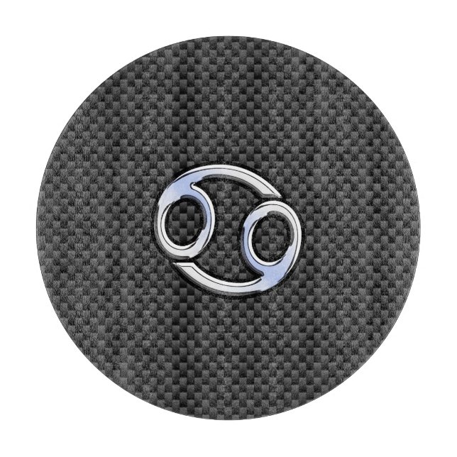 Chrome Style Cancer Zodiac Sign Carbon Fibre Print Schneidebrett (Vorderseite)