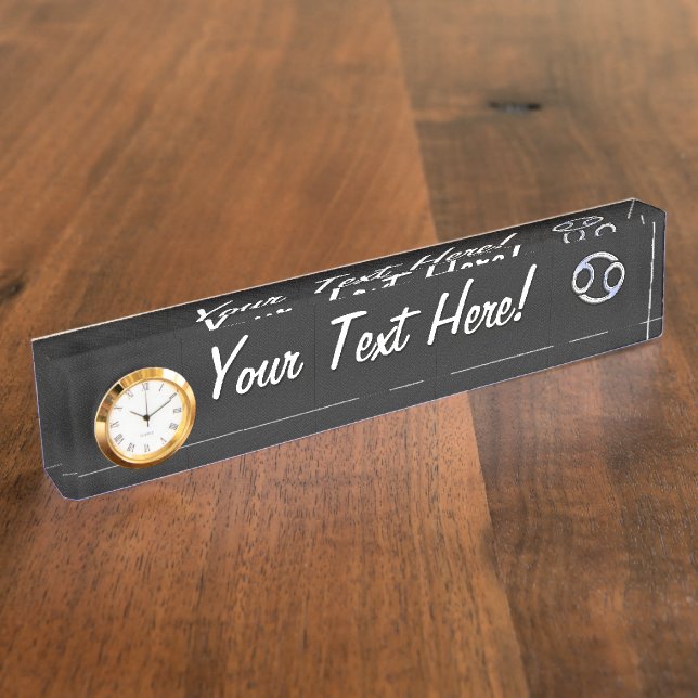 Chrome Style Cancer Zodiac-Symbol Namensplakette (Seite)