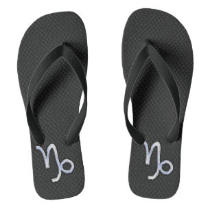 Chrome Style Capricorn Sign auf Schlange Skin Deck Flip Flops