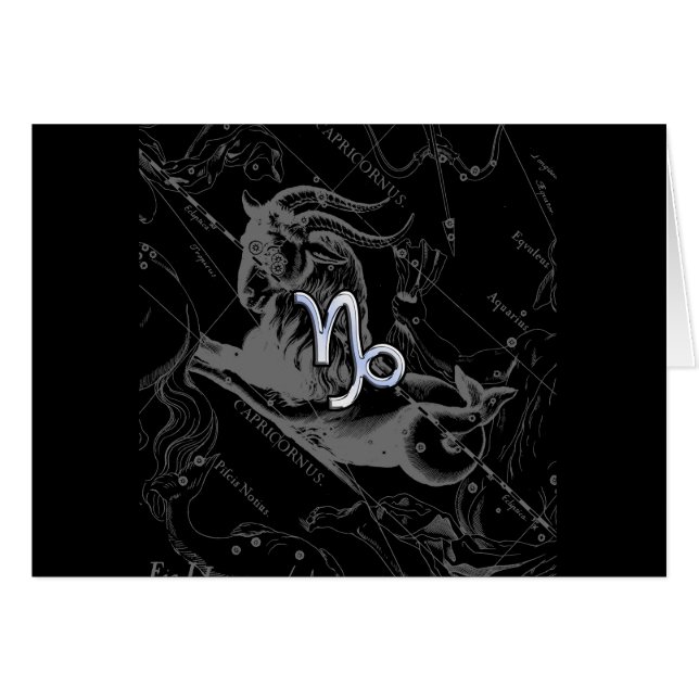 Chrome Style Capricorn Zodiac-Zeichen auf Hevelius (Vorderseite (Horizontal))