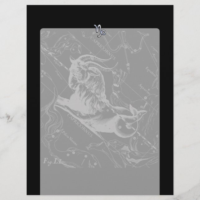 Chrome Style Capricorn Zodiac-Zeichen auf Hevelius (Vorderseite)