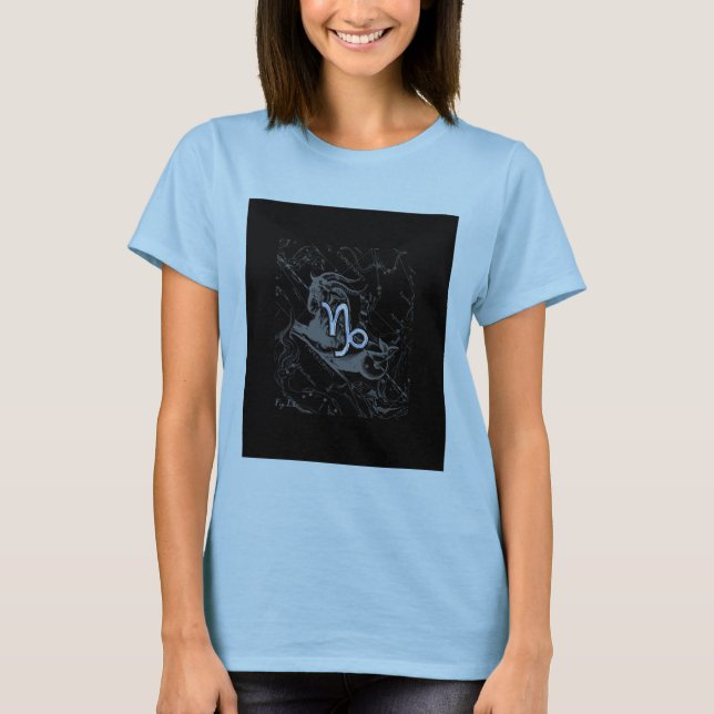 Chrome Style Capricorn Zodiac-Zeichen auf Hevelius T-Shirt (Vorderseite)