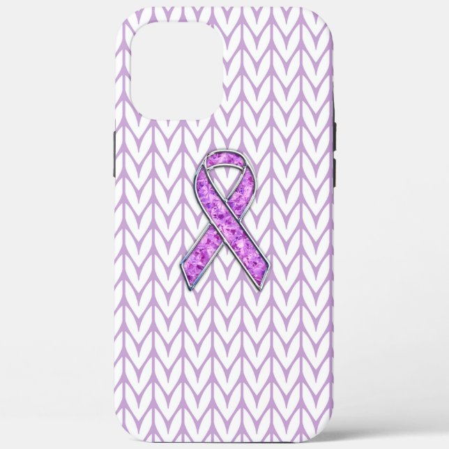 Chrome Style Crystal Pink Ribbon Awareness Strick Case-Mate iPhone Hülle (Rückseite)