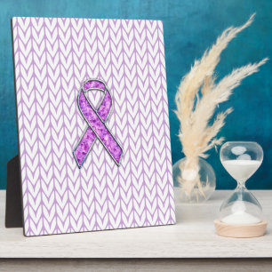 Chrome Style Crystal Pink Ribbon Awareness Strick Fotoplatte