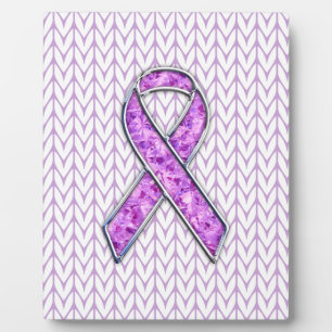 Chrome Style Crystal Pink Ribbon Awareness Strick Fotoplatte