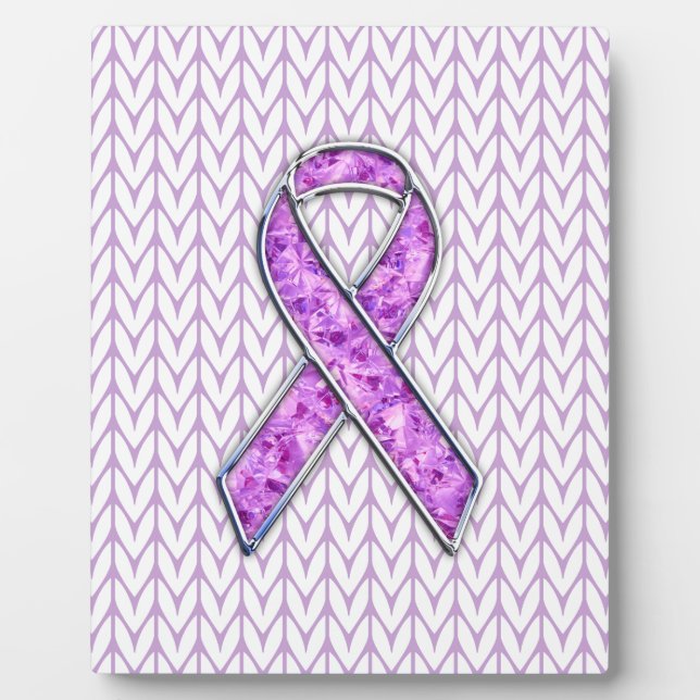 Chrome Style Crystal Pink Ribbon Awareness Strick Fotoplatte (Vorderseite)