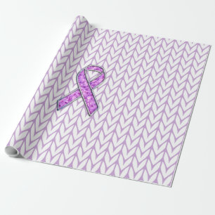 Chrome Style Crystal Pink Ribbon Awareness Strick Geschenkpapier
