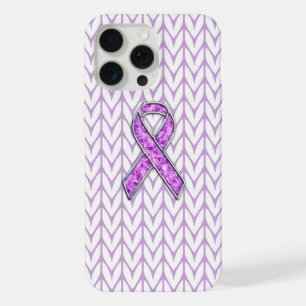 Chrome Style Crystal Pink Ribbon Awareness Strick iPhone 15 Pro Max Hülle