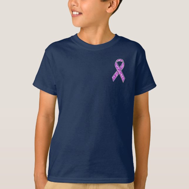 Chrome Style Crystal Pink Ribbon Awareness Strick T-Shirt (Vorderseite)