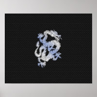 Chrome Style Drache auf schwarzem Schlangenhautdru