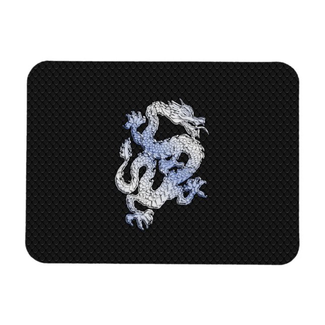 Chrome Style Dragon auf Black Snake Skin Print Magnet (Horizontal)