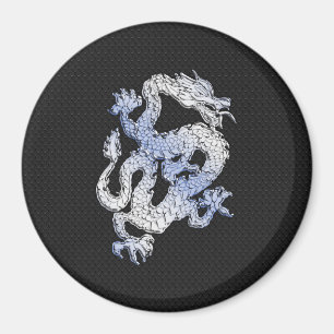 Chrome Style Dragon auf Black Snake Skin Print Magnet