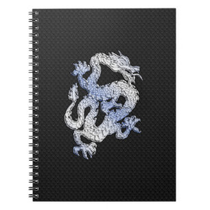 Chrome Style Dragon in Black Snake Skin Print Notizblock