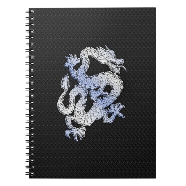 Chrome Style Dragon in Black Snake Skin Print Notizblock (Vorderseite)