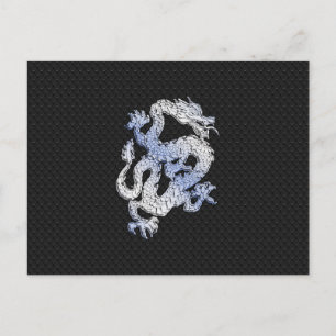 Chrome Style Dragon in Black Snake Skin Print Postkarte