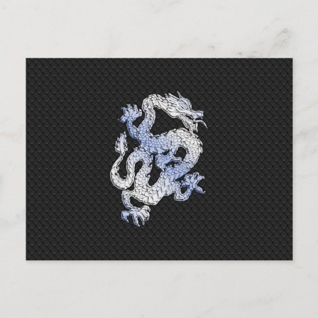 Chrome Style Dragon in Black Snake Skin Print Postkarte (Vorderseite)