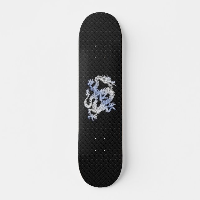 Chrome Style Dragon in Black Snake Skin Print Skateboard (Vorne)