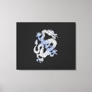 Chrome Style Dragon on Black Snake Skin Print Leinwanddruck